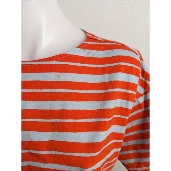 Marimekko Uniqlo Sz Small Crew Neck Tee T Shirt Orange Blue Stripe Half Sleeves - Picture 9 of 16